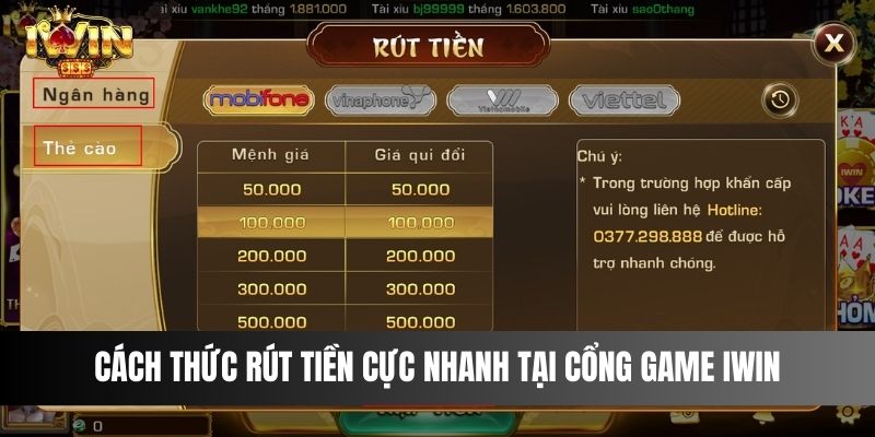 Cách thức rút tiền cực nhanh tại cổng game IWIN